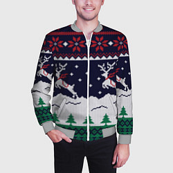 Бомбер мужской СВИТЕР С ОЛЕНЯМИ DEER SWEATER, цвет: 3D-меланж — фото 2