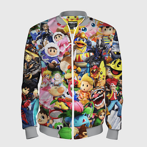 Мужской бомбер SUPER SMASH BROS ГЕРОИ ИГРЫ / 3D-Меланж – фото 1