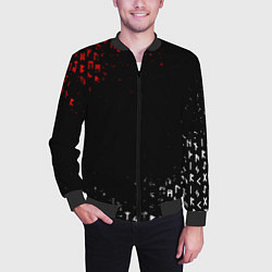 Бомбер мужской КРАСНО БЕЛЫЕ РУНЫ, цвет: 3D-черный — фото 2