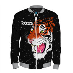 Бомбер мужской Рычащий Тигр и Снегопад 2022, цвет: 3D-меланж