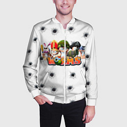 Бомбер мужской Wormsчервяки, цвет: 3D-белый — фото 2