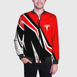 Бомбер мужской TESLA MOTORS RED LINE ТЕСЛА, цвет: 3D-черный — фото 2