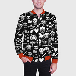 Бомбер мужской UNDERTALE PATTERN БЕЛЫЙ, цвет: 3D-красный — фото 2