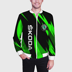 Бомбер мужской SKODA Логотип Узор, цвет: 3D-белый — фото 2