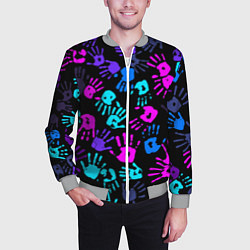 Бомбер мужской Следы неоновых рук, цвет: 3D-меланж — фото 2