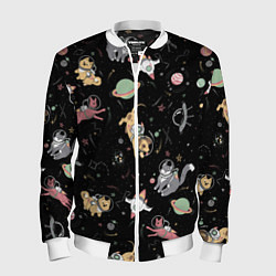 Бомбер мужской Космические коты, цвет: 3D-белый