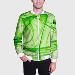 Бомбер мужской Жизнерадостный салатовый, цвет: 3D-белый — фото 2