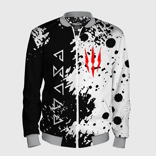 Мужской бомбер The Witcher black & white / 3D-Меланж – фото 1