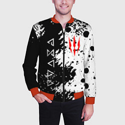 Бомбер мужской The Witcher black & white, цвет: 3D-красный — фото 2