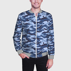Бомбер мужской Синий Камуфляж Camouflage, цвет: 3D-меланж — фото 2