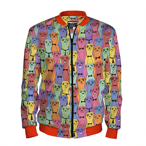 Мужской бомбер Красочные Сурикаты / 3D-Красный – фото 1