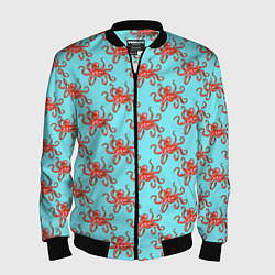 Бомбер мужской Осьминог паттерн, цвет: 3D-черный