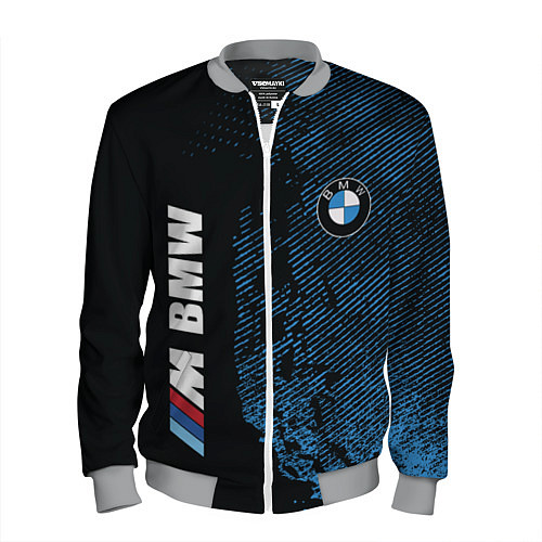 Мужской бомбер BMW M Series Синий Гранж / 3D-Меланж – фото 1