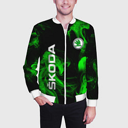 Бомбер мужской Skoda: Green Smoke, цвет: 3D-белый — фото 2