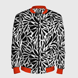 Бомбер мужской Черно белый абстрактный узор, цвет: 3D-красный