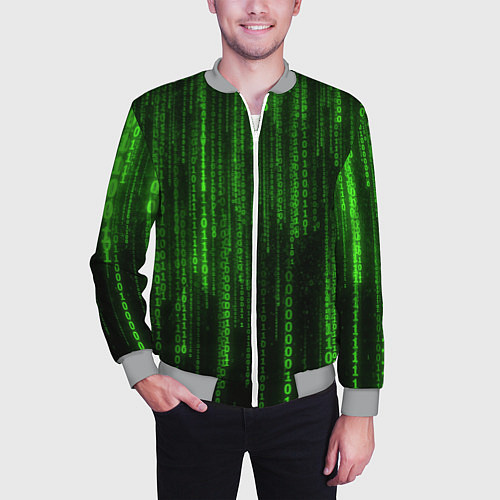 Мужской бомбер Бегущий по коду / 3D-Меланж – фото 3