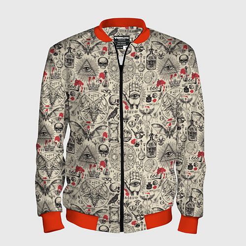 Мужской бомбер Чёрная Магия и Колдовство / 3D-Красный – фото 1