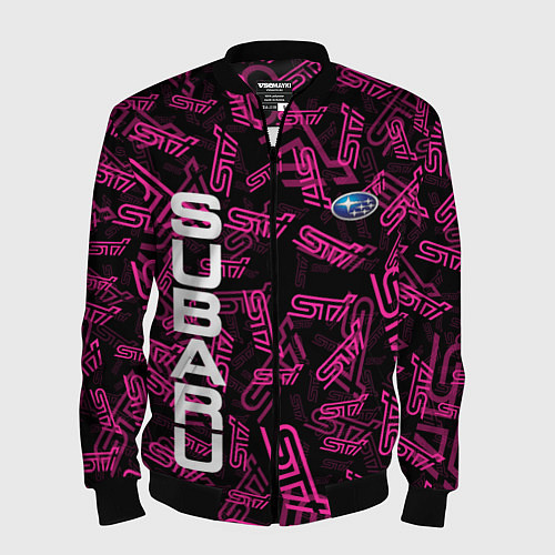 Мужской бомбер SUBARU STI PATTERN / 3D-Черный – фото 1
