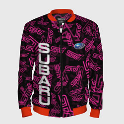 Бомбер мужской SUBARU STI PATTERN, цвет: 3D-красный