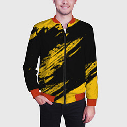 Бомбер мужской BLACK AND YELLOW GRUNGE ГРАНЖ, цвет: 3D-красный — фото 2