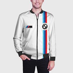 Бомбер мужской БМВ 3 STRIPE BMW WHITE, цвет: 3D-черный — фото 2