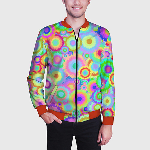 Мужской бомбер Disco-Tie-Dye / 3D-Красный – фото 3