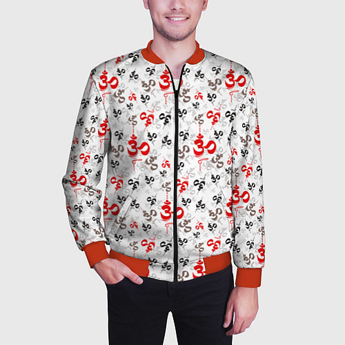 Мужской бомбер Мантра ОМ АУМ / 3D-Красный – фото 3