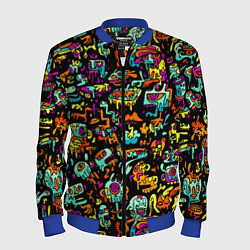 Бомбер мужской Прикольный красочный паттерн, цвет: 3D-синий