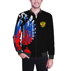 Бомбер мужской Герб russia, цвет: 3D-черный — фото 2