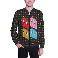 Бомбер мужской Pac-man пиксели, цвет: 3D-черный — фото 2