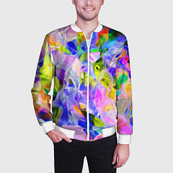 Бомбер мужской Красочный цветочный узор Весна - Лето 2023 Colorfu, цвет: 3D-белый — фото 2