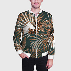 Бомбер мужской Цветы Приглушённые Тропики, цвет: 3D-белый — фото 2