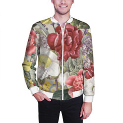 Бомбер мужской Цветы Красочный Садовый Букет, цвет: 3D-белый — фото 2