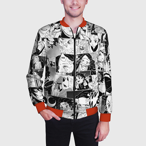 Мужской бомбер Клинок рассекающий демонов паттерн / 3D-Красный – фото 3