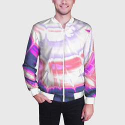 Бомбер мужской Тай-дай Абстракция Tie-Dye, цвет: 3D-белый — фото 2