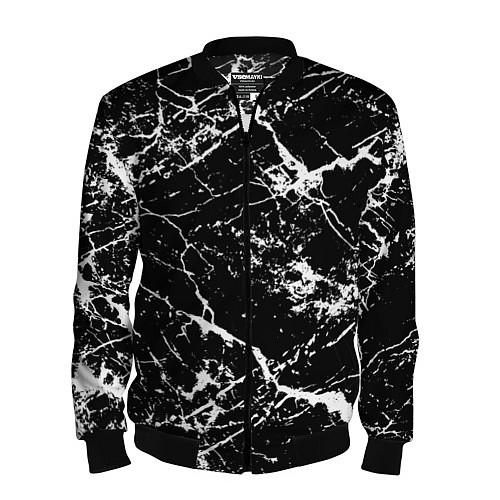 Мужской бомбер Текстура чёрного мрамора Texture of black marble / 3D-Черный – фото 1