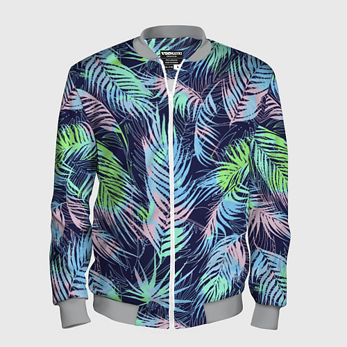 Мужской бомбер Разноцветные Листья Пальм / 3D-Меланж – фото 1