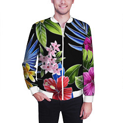 Бомбер мужской Floral vanguard composition Летняя ночь Fashion tr, цвет: 3D-белый — фото 2