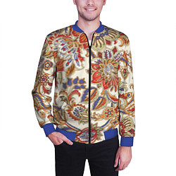 Бомбер мужской Цветочный винтажный орнамент, цвет: 3D-синий — фото 2