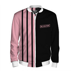 Бомбер мужской BLACKPINK HALF BLACK-PINK MINI LOGO, цвет: 3D-белый
