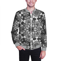 Бомбер мужской Черно-белый геометрический мозаичный узор, цвет: 3D-меланж — фото 2