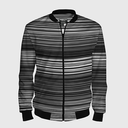 Мужской бомбер Black and white thin stripes Тонкие полосы / 3D-Черный – фото 1