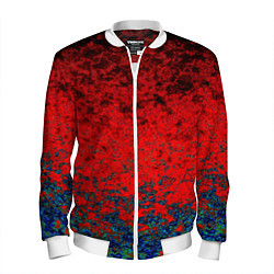 Бомбер мужской Абстрактный узор мраморный красно-синий, цвет: 3D-белый