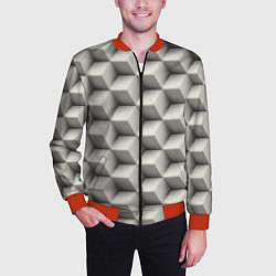 Бомбер мужской 3D Куб Оптическая иллюзия 3D Cube, цвет: 3D-красный — фото 2