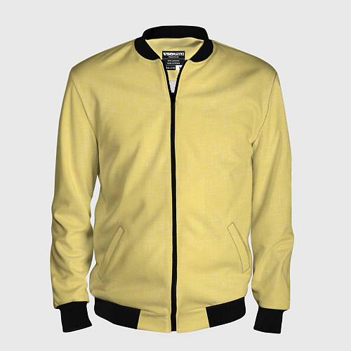 Мужской бомбер Текстурированный лимонно-желтый однотонный / 3D-Черный – фото 1