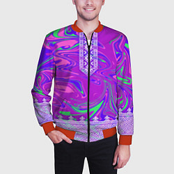 Бомбер мужской Славянская рубаха с разводами, цвет: 3D-красный — фото 2