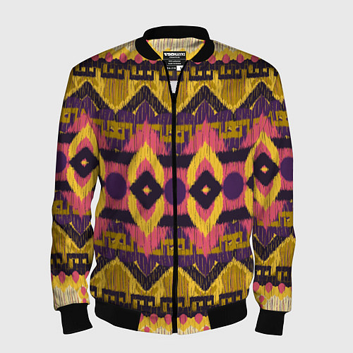 Мужской бомбер Африканский узор орнамент из шерсти Africa Wool Pa / 3D-Черный – фото 1