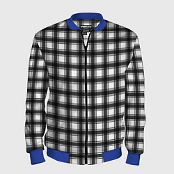 Бомбер мужской Black and white trendy checkered pattern, цвет: 3D-синий