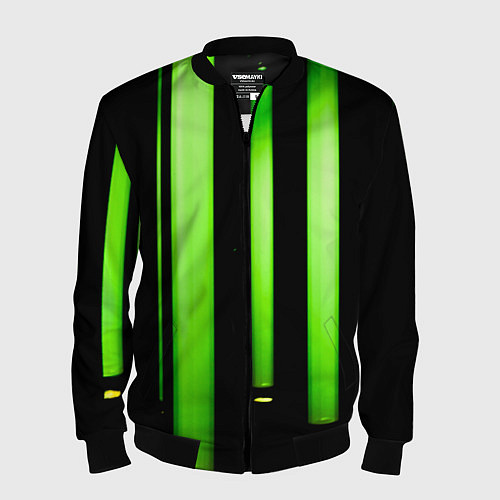 Мужской бомбер Абстрактные неоновые колбы с кислотой - Зелёный / 3D-Черный – фото 1