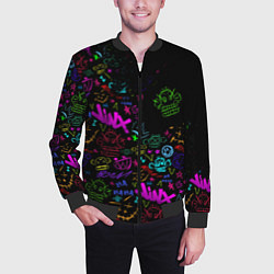 Бомбер мужской League Of Legends неон - Arcane logo, цвет: 3D-черный — фото 2